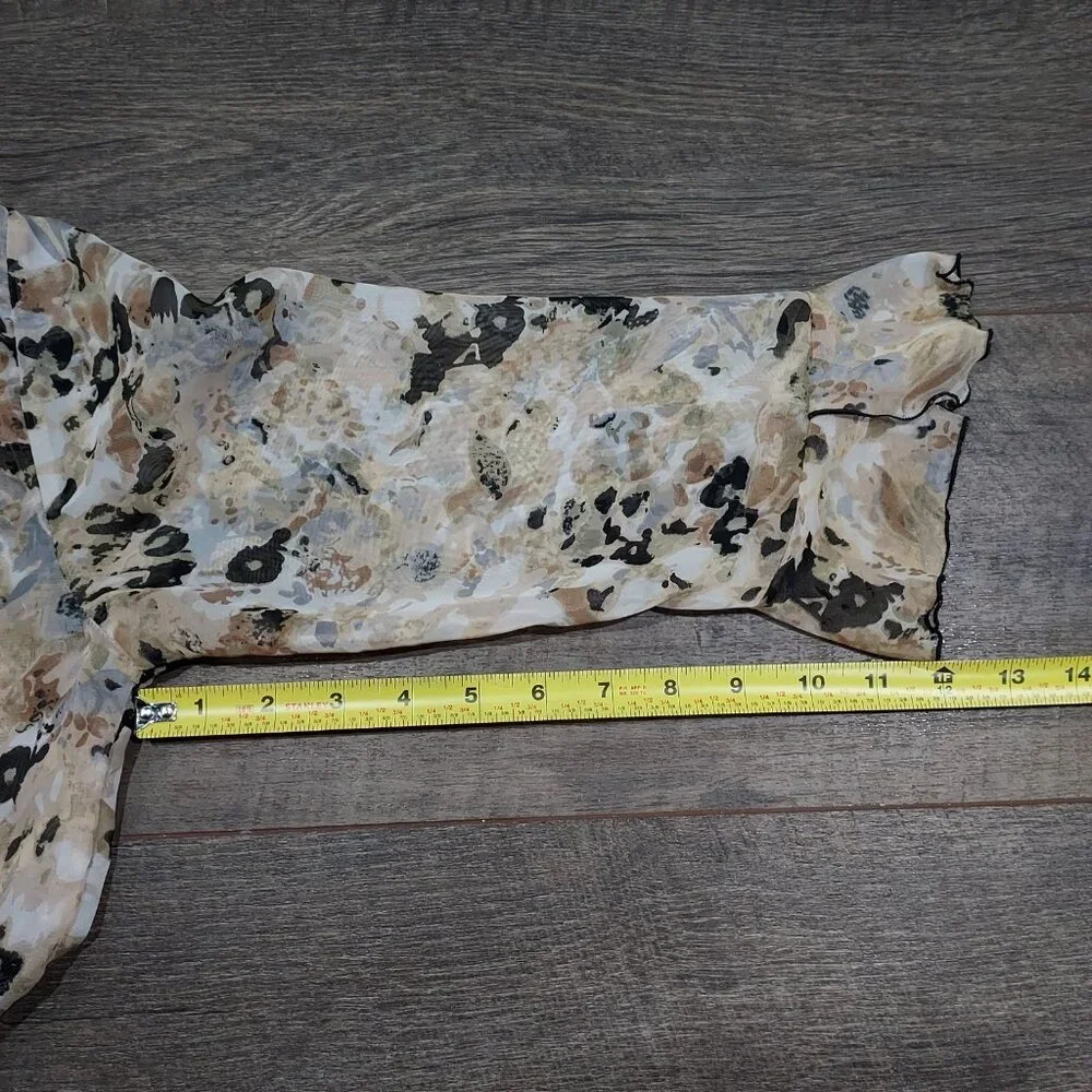 Nicola Woman Sheer Blouse with Ruffled Sleeves and Crinkle Tank Set Small - Picture 10 of 10